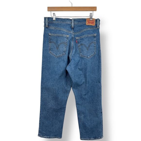 Levi's Ribcage Straight Ankle Jeans Button Fly Blue Jeans Women's 32 - Picture 2 of 6